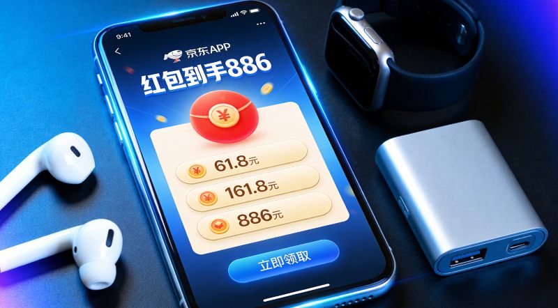 京东APP 618红包领取界面,手机屏幕红包口令展示