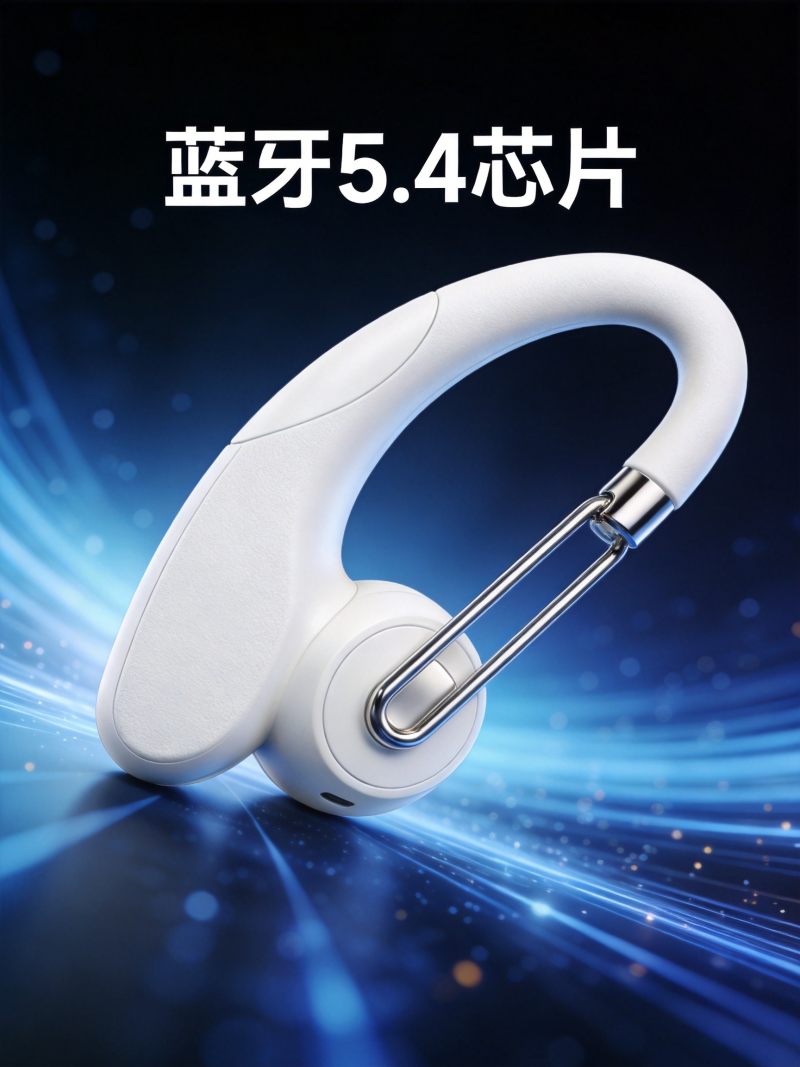 开放式蓝牙耳机产品特写科技风格展示