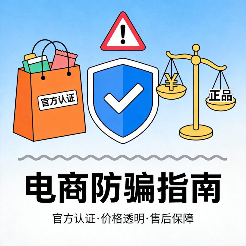 电商避坑警示图：盾牌保护购物安全，价格透明防骗指南