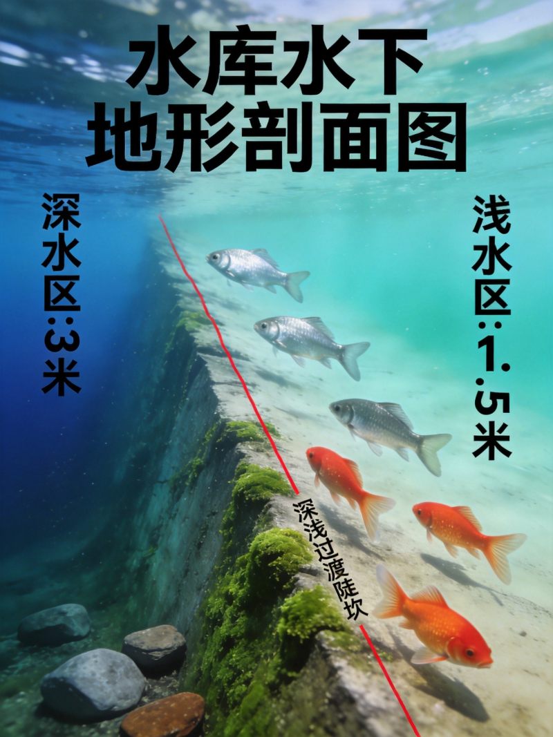 水库深浅交界陡坎结构水下示意图