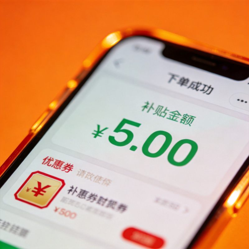 手机电商结算页面显示国补补贴金额与优惠券明细