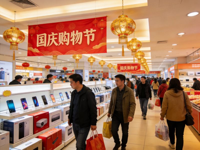 国庆商场促销购物人群